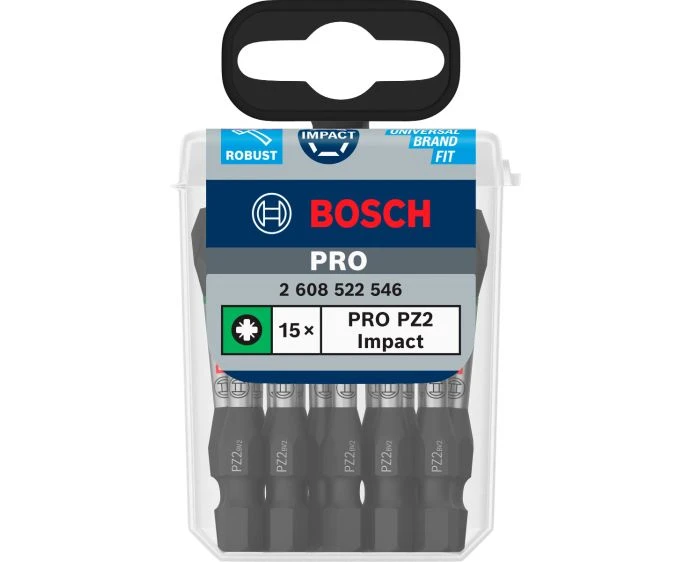 Bosch PRO Pozidriv Impact Bit, PZ2, 55 mm, 15 pcs | 2608522546