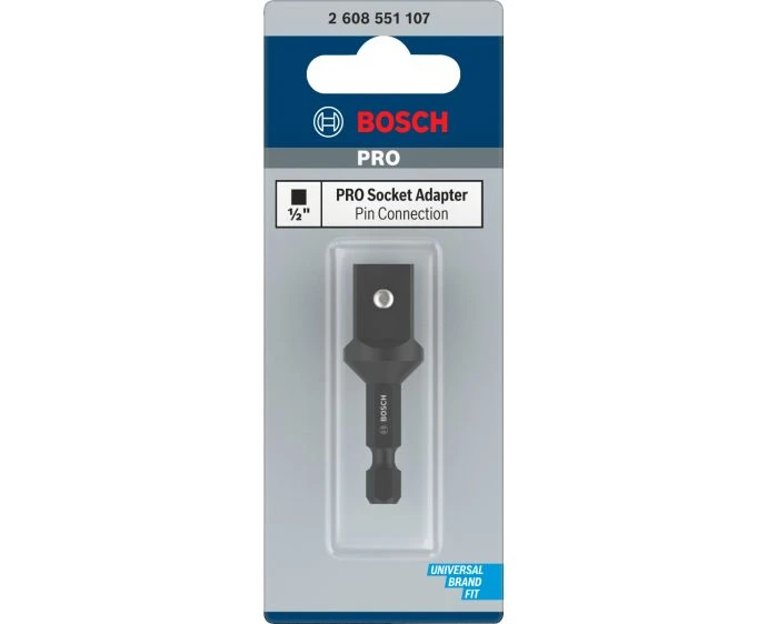Bosch PRO Socket Adapter with Pin Connection, 1/2", 50 mm | 2608551107