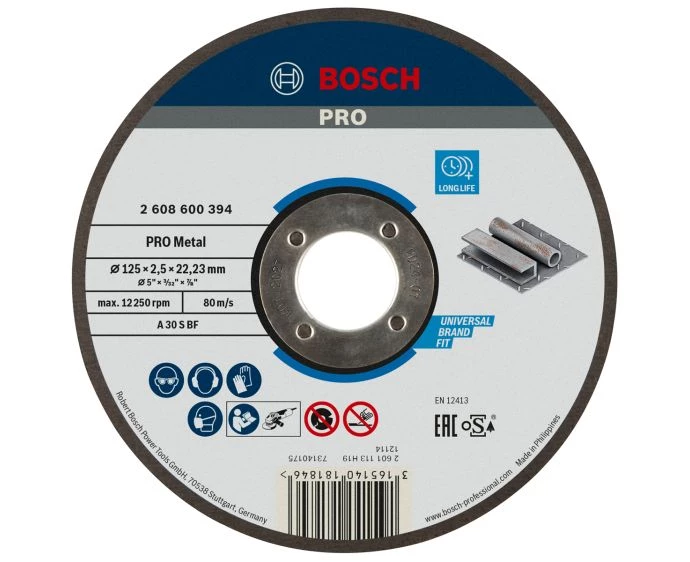 Bosch PRO Metal Bonded Cutting Disc, 125 x 2.5 x 22.23 mm, oSa | 2608600394