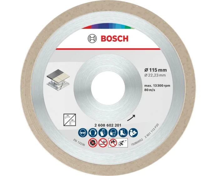 Bosch Ceramic Cutting Disc, 115 x 7 mm, Bore 22.23 mm | 2608602201