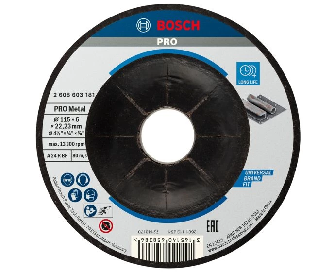 Bosch PRO Metal Bonded Grinding Disc, 115 x 6 x 22.23 mm | 2608603181
