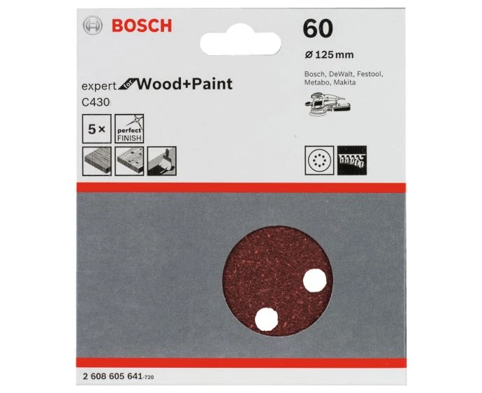 Bosch 2608605641 5 Pieces Sanding Sheet 125mm Grit 60