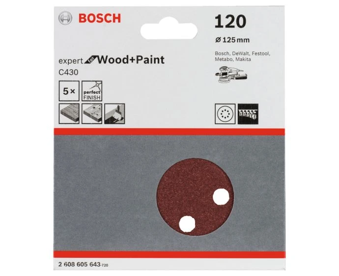 Bosch 2608605643 5 Pieces Sanding Sheet 125mm G120