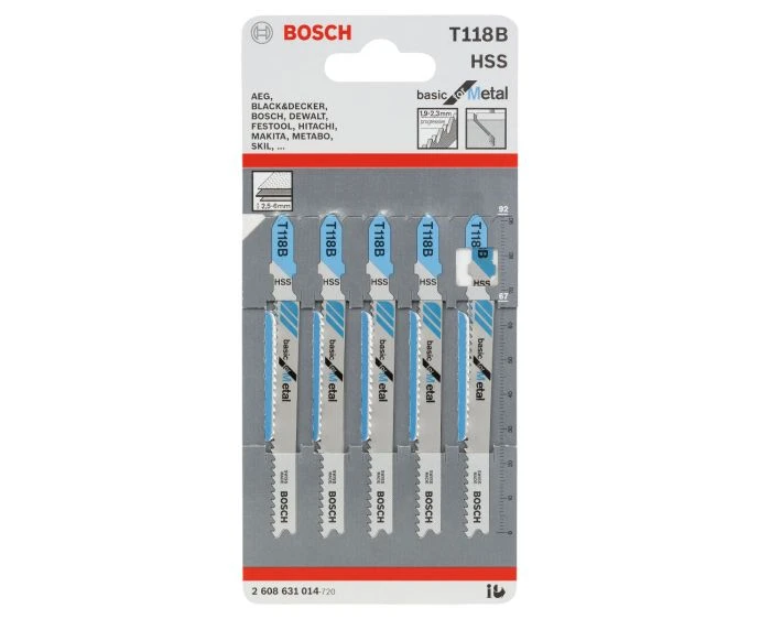 Bosch 2608631014 5 Pieces T118B Metal Cutting Jigsaw Blades