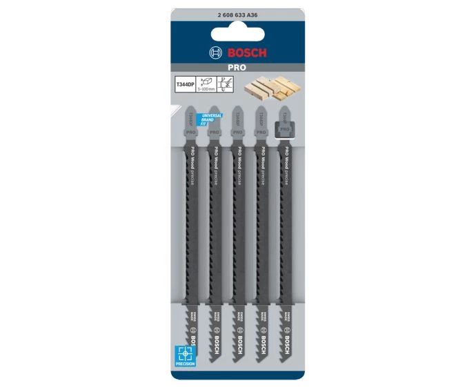 Bosch PRO Wood precise T344DP Jigsaw Blade, 152 mm, 5 pcs | 2608633A36