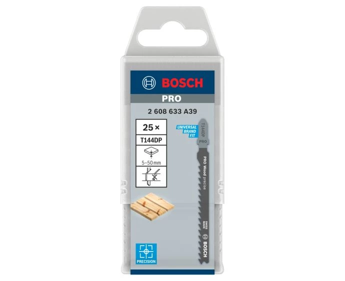 Bosch PRO Wood precise T144DP Jigsaw Blade, 100 mm, 25 pcs | 2608633A39