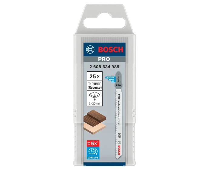 Bosch PRO Hardwood clean reverse T101BRF Jigsaw Blade, 100 mm, 25 pcs | 2608634989