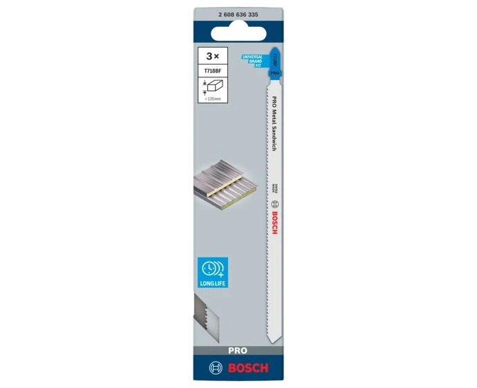 Bosch PRO Metal Sandwich T718BF Jigsaw Blade, 180 mm, 3 pcs | 2608636335