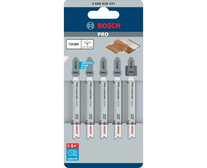 Bosch PRO Laminate clean T101BIF Jigsaw Blade, 83 mm, 5 pcs | 2608636431