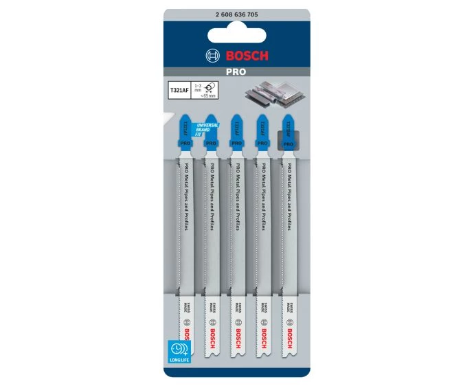 Bosch PRO Metal Pipes and Profiles T321AF Jigsaw Blade, 132 mm, 5 pcs | 2608636705
