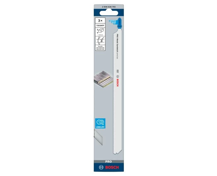 Bosch PRO Metal Sandwich T1018AFP Jigsaw Blade, 250 mm, 3 pcs | 2608636793