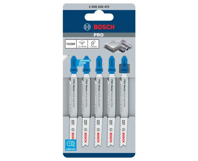 Bosch PRO Metal thick and thin T123XF Jigsaw Blade, 100 mm, 5 pcs | 2608638473
