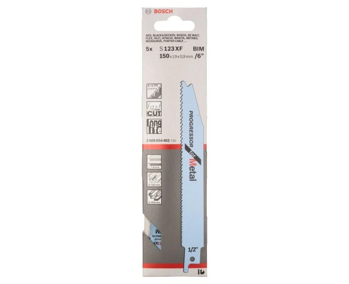 Bosch Metal S123XF Blade, 0.9 x 19 x 150 mm, 5 pcs | 2608654402