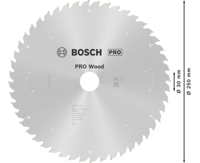 Bosch PRO Wood cordless Circular Saw Blade, 250 x 2.2 x 30 mm, T48 | 2608837728