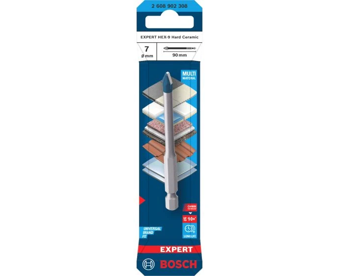 Bosch EXPERT HEX-9 Hard Ceramic Drill Bit, 7 x 90 mm | 2608902308