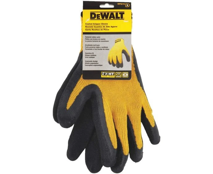 DeWalt DPG70L Textured Rubber Grip Glove Colour: Yellow/Black