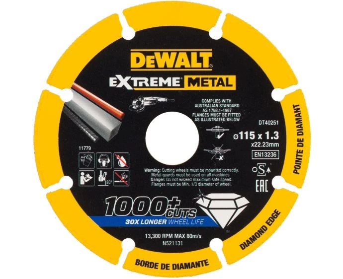 DeWalt DT40251-QZ Extreme Diamond Metal Cutting Disc 115 x 22.23 x 1.3mm