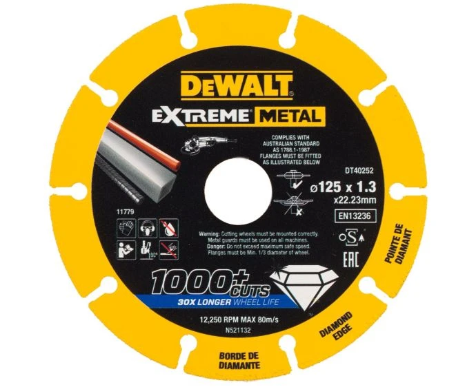 DeWalt DT40252-QZ Extreme Diamond Metal Cutting Disc 125 x 22.23 x 1.3mm