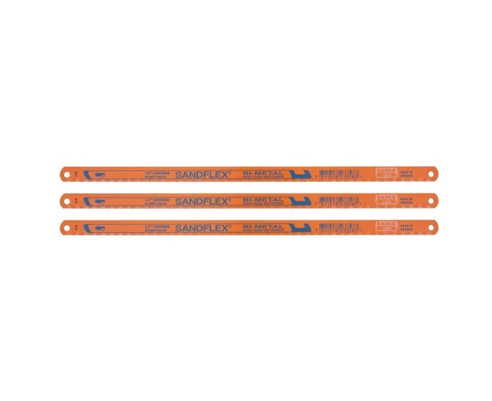 Bahco BAH3906243P Sandflex Hacksaw Blades 12" (300mm) 8,24 & 32 TPI – Bi-Metal Blade Pack of 3 | 3906-300-3P