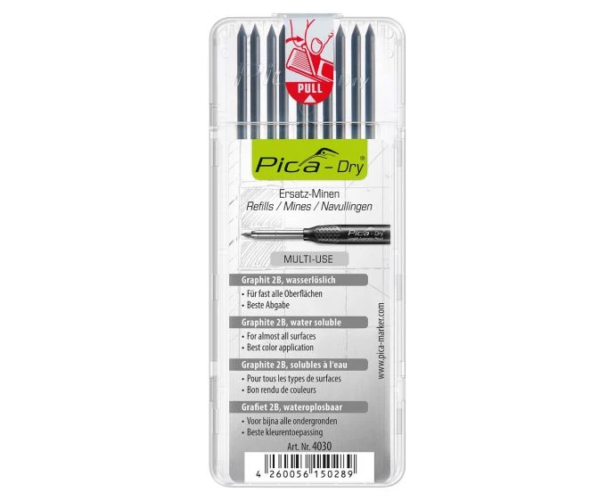 Pica Dry 2B Graphite Water-Soluble Refill Leads 10 pieces | 4030