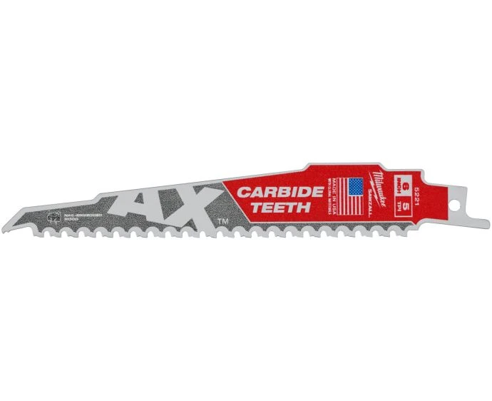 Milwaukee 48475221 Heavy Duty AX Carbide Teeth Demolition Reciprocating Saw Blade TCT AX 150mm x 5 TPI