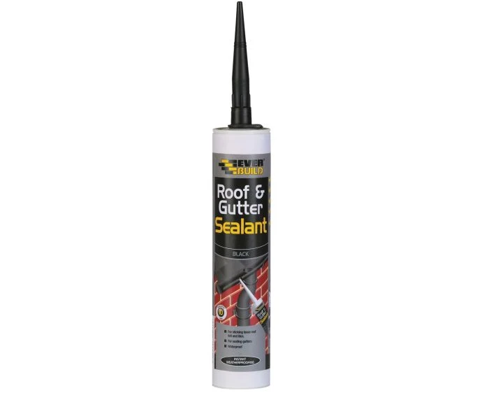 Everbuild Sika Roof & Gutter Sealant Black 295ml | 486214