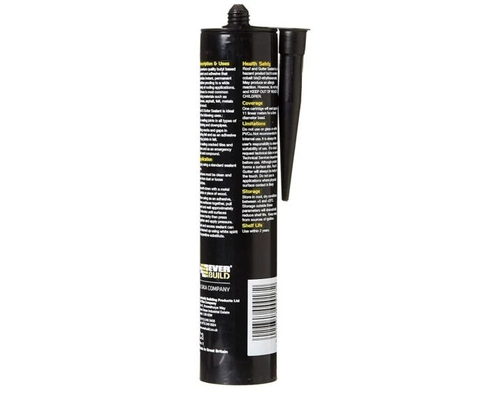 Everbuild Sika Roof & Gutter Sealant Black 295ml | 486214