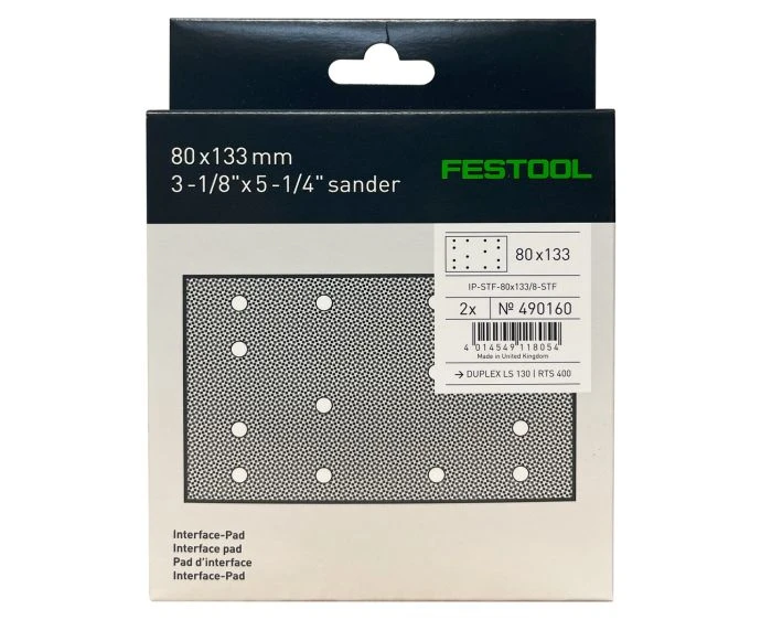 Festool 490160 80mm x 133mm Interface Pads for Orbital Sanders 2 Pieces