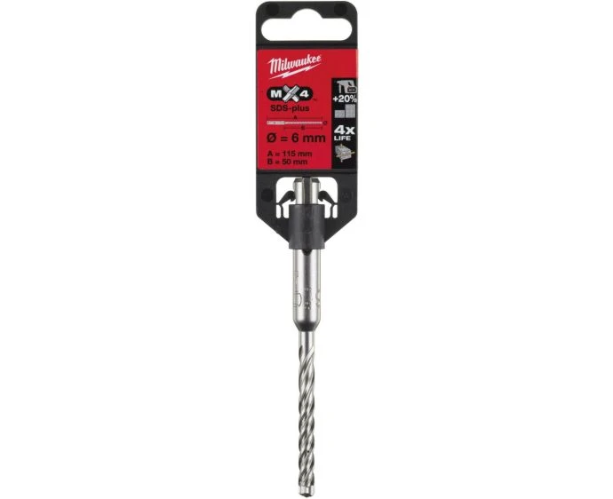 Milwaukee 4932352011 SDS Plus MX4 Drill Bits 4 Cut 6mm x 115mm