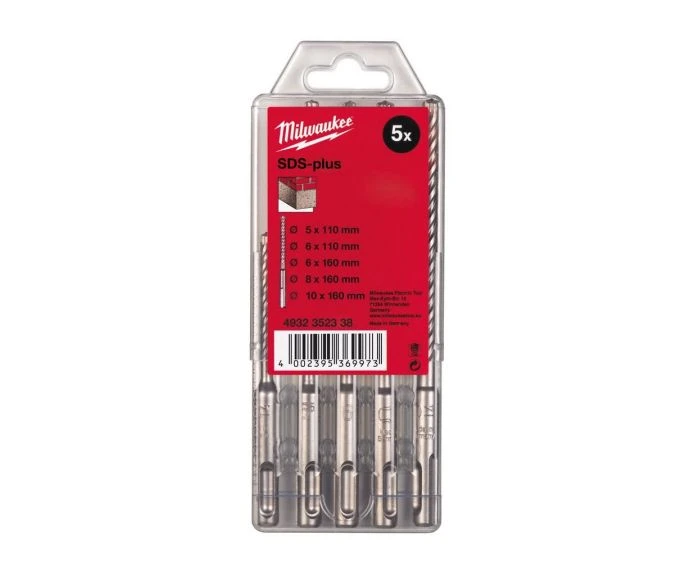 Milwaukee 4932352338 5 Pieces SDS Plus M2 Drill Bit Set