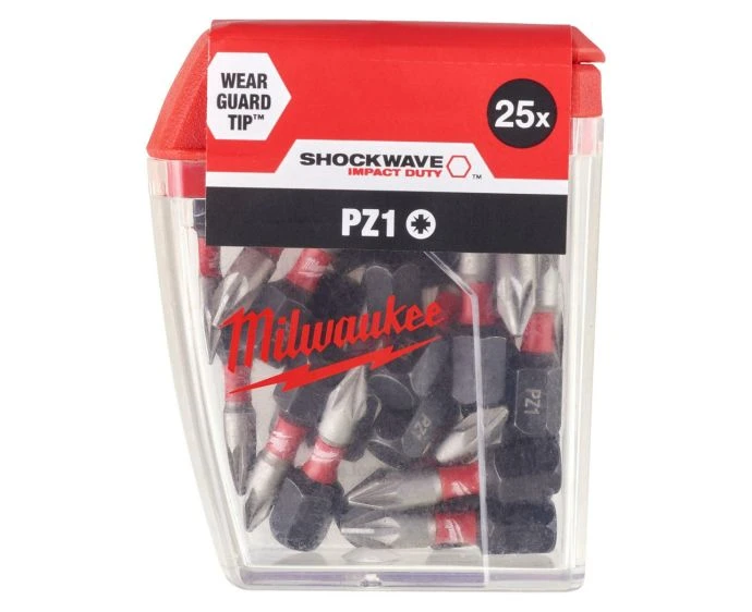 Milwaukee 4932430861 25 Pieces Shockwave Impact Duty Screwdriving Bits PZ1