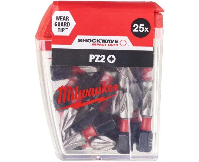 Milwaukee 4932430864 25 Piece Shockwave Impact Duty Screwriver Bits PZ2 25mm