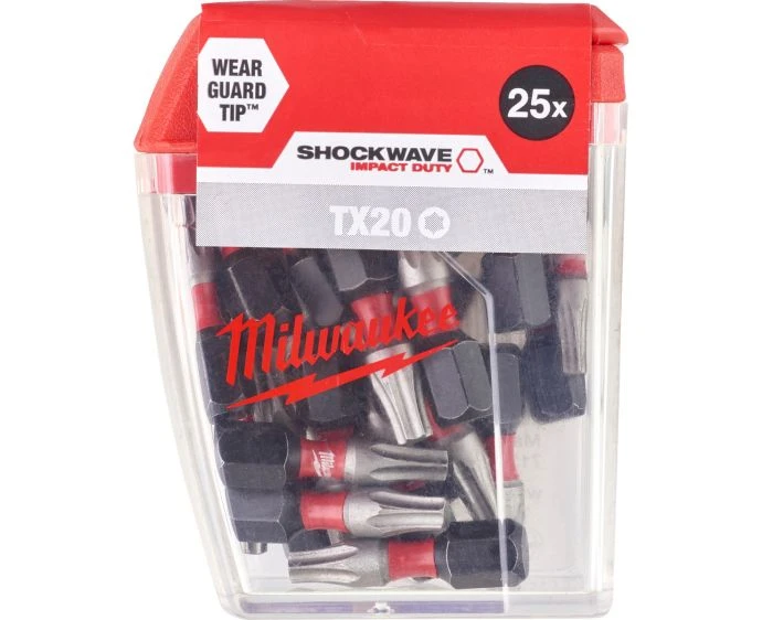 Milwaukee 4932430875 25 Pieces Shockwave Impact Screwdriving Bits Set TX20 x 25 mm