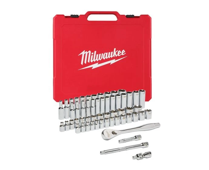 Milwaukee 4932464946 56 Pieces 3/8 Drive Ratchet Socket Set SAE Metric