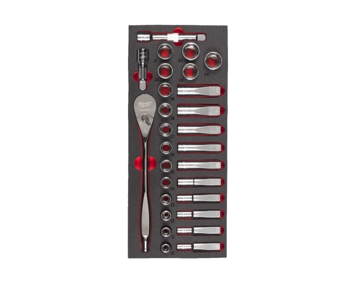 Milwaukee 4932479826 28 Pieces 1/2" Ratchet and Socket Set