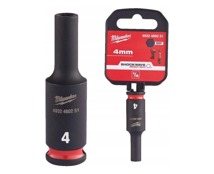 Milwaukee 4932480251 Shockwave Impact Duty Impact Socket Deep 4mm 1/4"