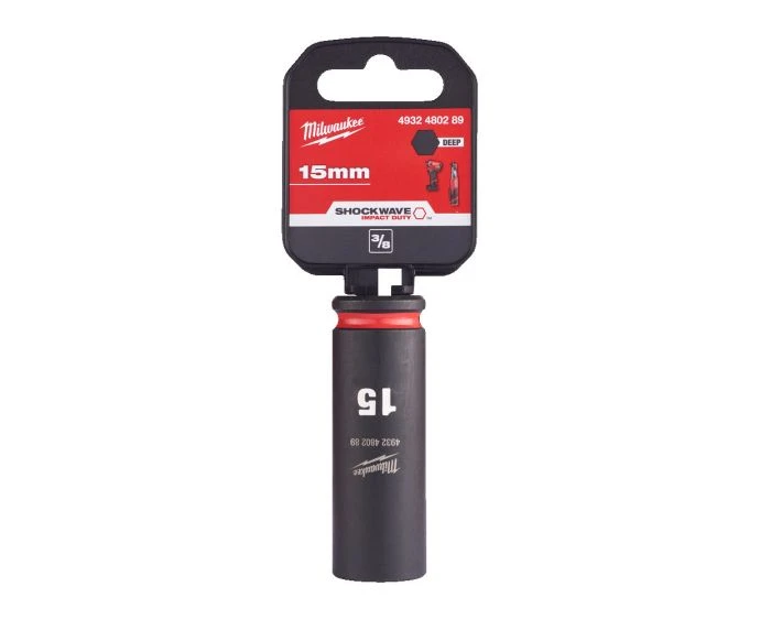 Milwaukee 4932480289 Shockwave Impact Duty Impact Socket Deep 15mm 3/8"