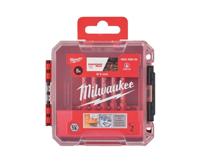 Milwaukee 4932498300 5 Piece ¼″ Diamond Max Wet Drill Bit Set