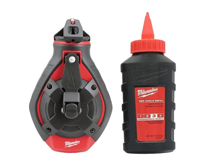 Milwaukee 4932498391 Bold Line Chalk Reel & Red Chalk Refill 30M