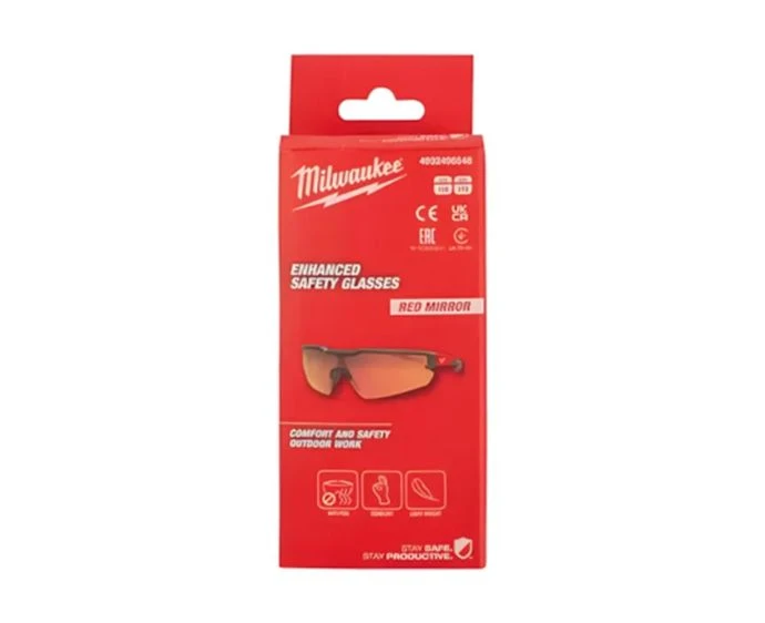 Milwaukee 4932498548 Enhanced Safety Glasses Red Mirror AF