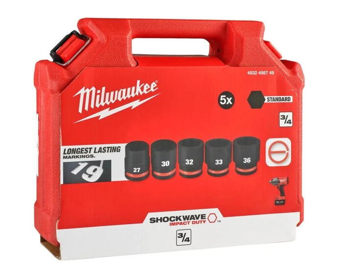 Milwaukee 4932498749 5 Piece 3/4" Impact Socket Set STD