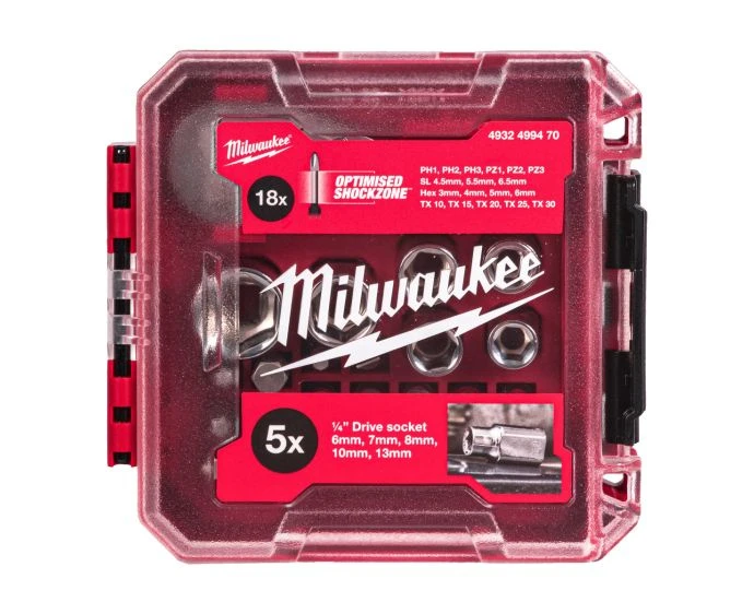 Milwaukee 4932499470 25 Pieces 1/4" Drive Compact Ratchet Set In Packout Compatible Box