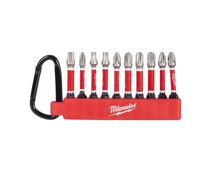 Milwaukee 4932500397 10 Pieces Shockwave Impact Duty Screwdriver Bit Carabiner Set
