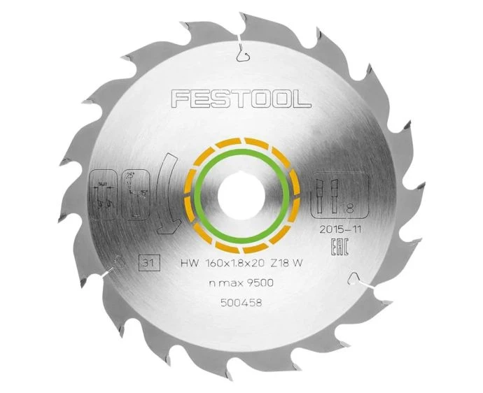 Festool 500458 Circular Saw Blade HW 160 x 1.8 x 20 mm W18 for Wood Cutting