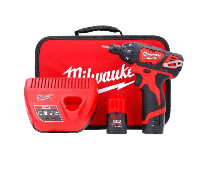 Milwaukee M12SET1D-152B 12V Li-ion Sub Compact Screwdriver With 2 x 1.5Ah Batteries, Charger & Bag