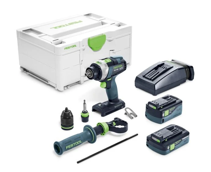 Festool 577652 TPC I-Plus 18V QUADRIVE Percussion Drill With 1 x 4Ah & 1 x 5Ah Batteries & Charger