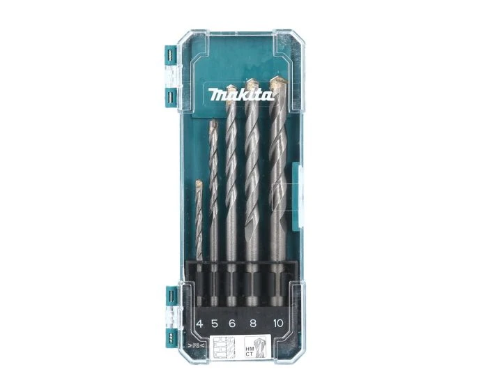 Makita D-72877 TCT Straight 5 Piece Drill Bit Set for Masonry