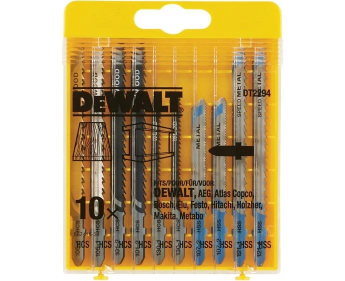 DeWalt DT2294-QZ HCS Jigsaw Blades – Wood & Metal, 10-Piece