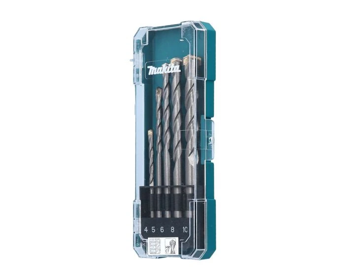 Makita D-72877 TCT Straight 5 Piece Drill Bit Set for Masonry