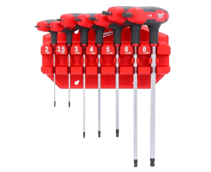Milwaukee 4932498677 7 Pieces Hex Key Wrenches with Comfort Grip Set with Rack